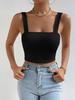 Strick Tanktop mit quadratischem Ausschnitt Crop Tops Damen Sommer Camisole Einfarbig Camisole Mode Sporttube Ärmellos Kurz Y2K Mädchen Kleidung