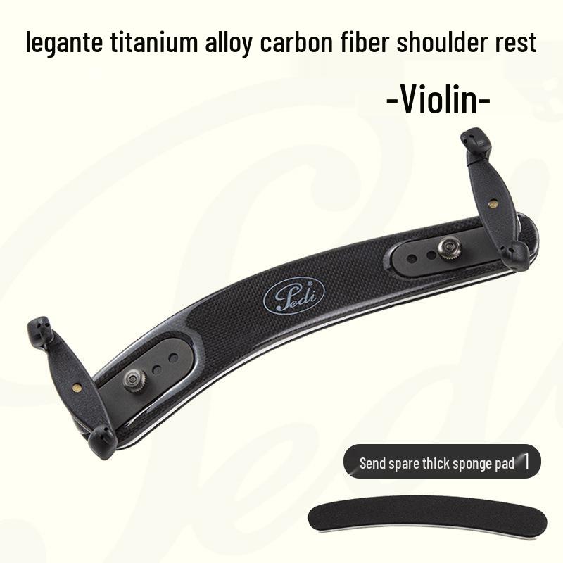 PEDI Super-Light Carbon Fiber Titanium Violin Shoulder Rest & Viola Chin Support