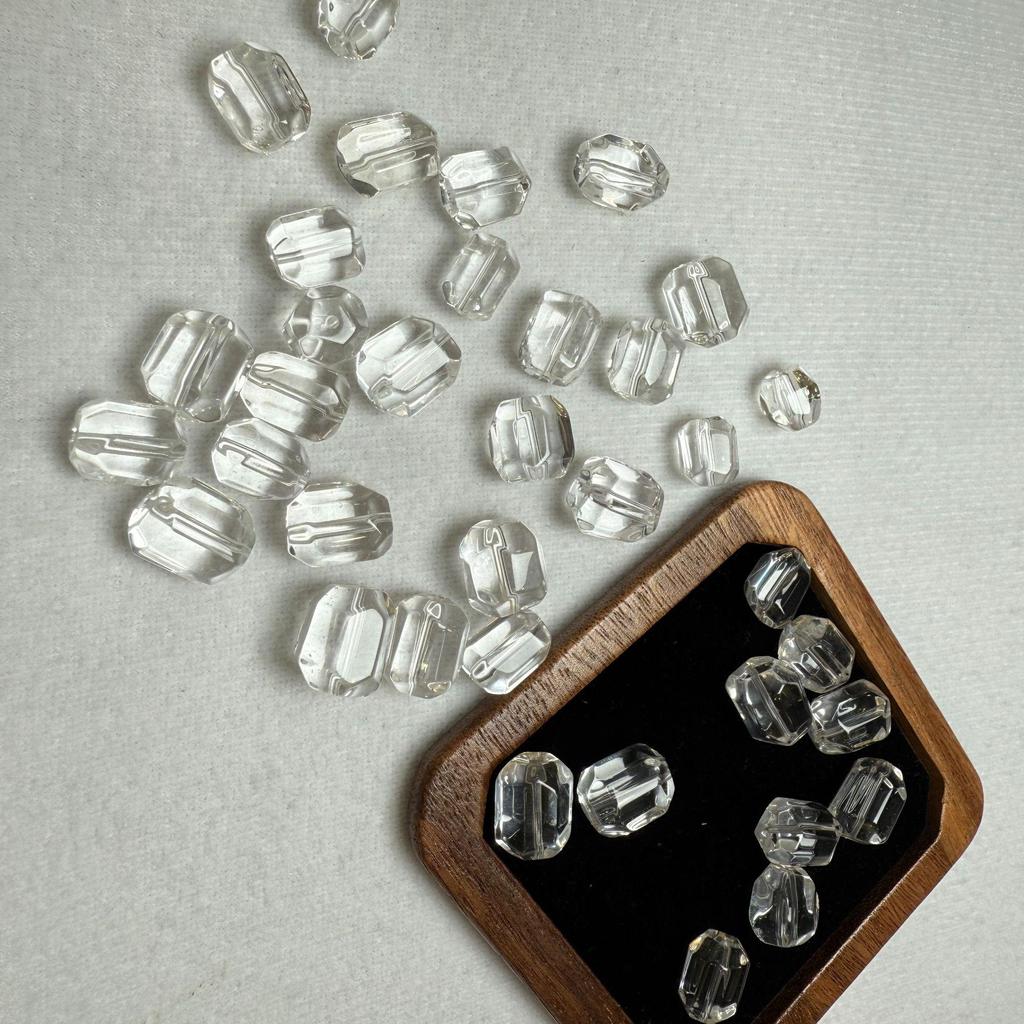 Faceted Clear Quartz Travel Beads with Through Hole for DIY Projects