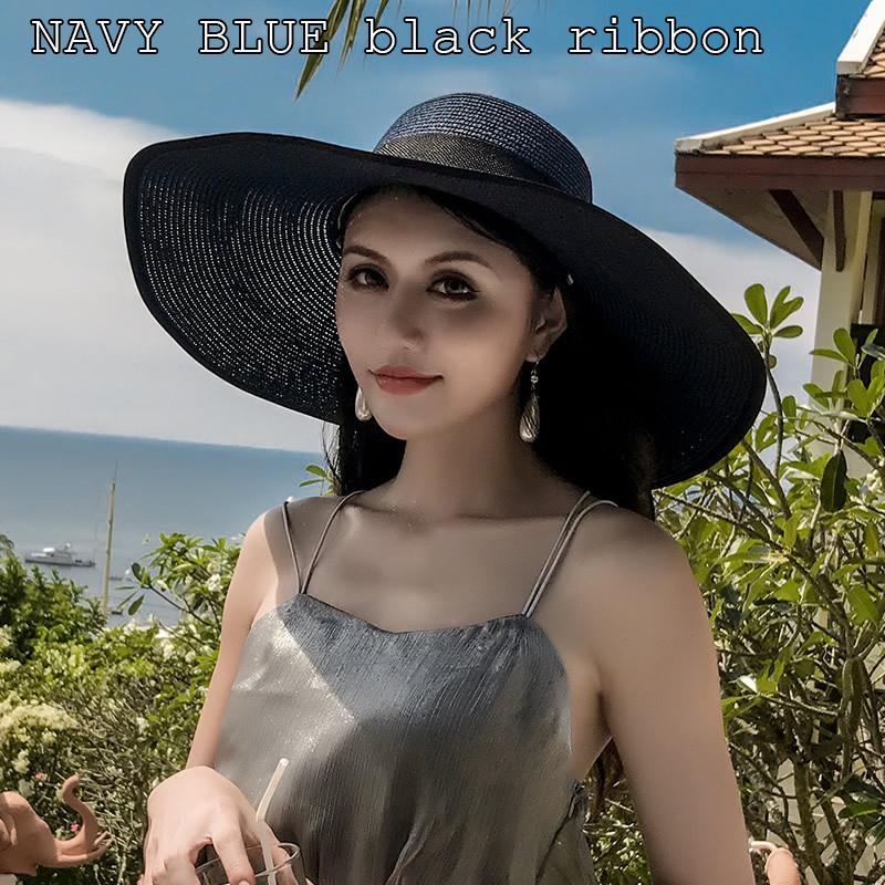 

K60 Women s Hat Summer Beach Big Brim Straw Seaside Sun Hat Travel Women s Panama Sun Protection Felt hat UPF 50+ Sun Visor M(55-60cm)Adjustable