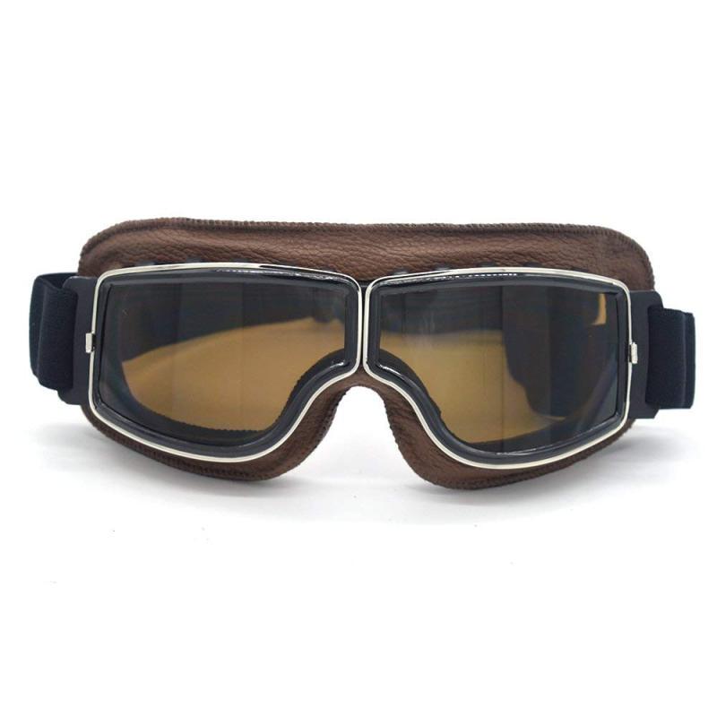 Leder Vintage Scooter Brille Pilot Ski Sonnenbrille Helm Brille