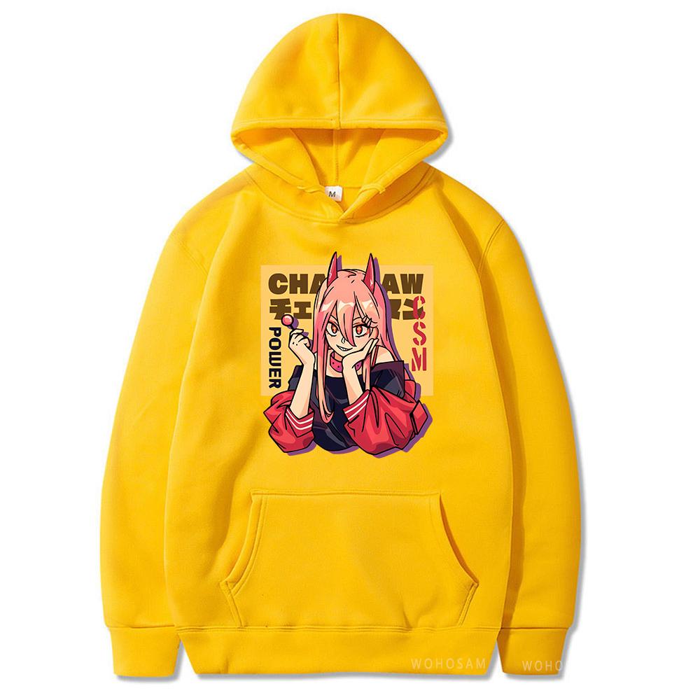 2026 Anime Power Chainsaw Man Makima Warm Hoodie Kawaii Girl Graphic Harajuku Cartoon Otaku Sweatshirt Autumn Winter Sweatshirt