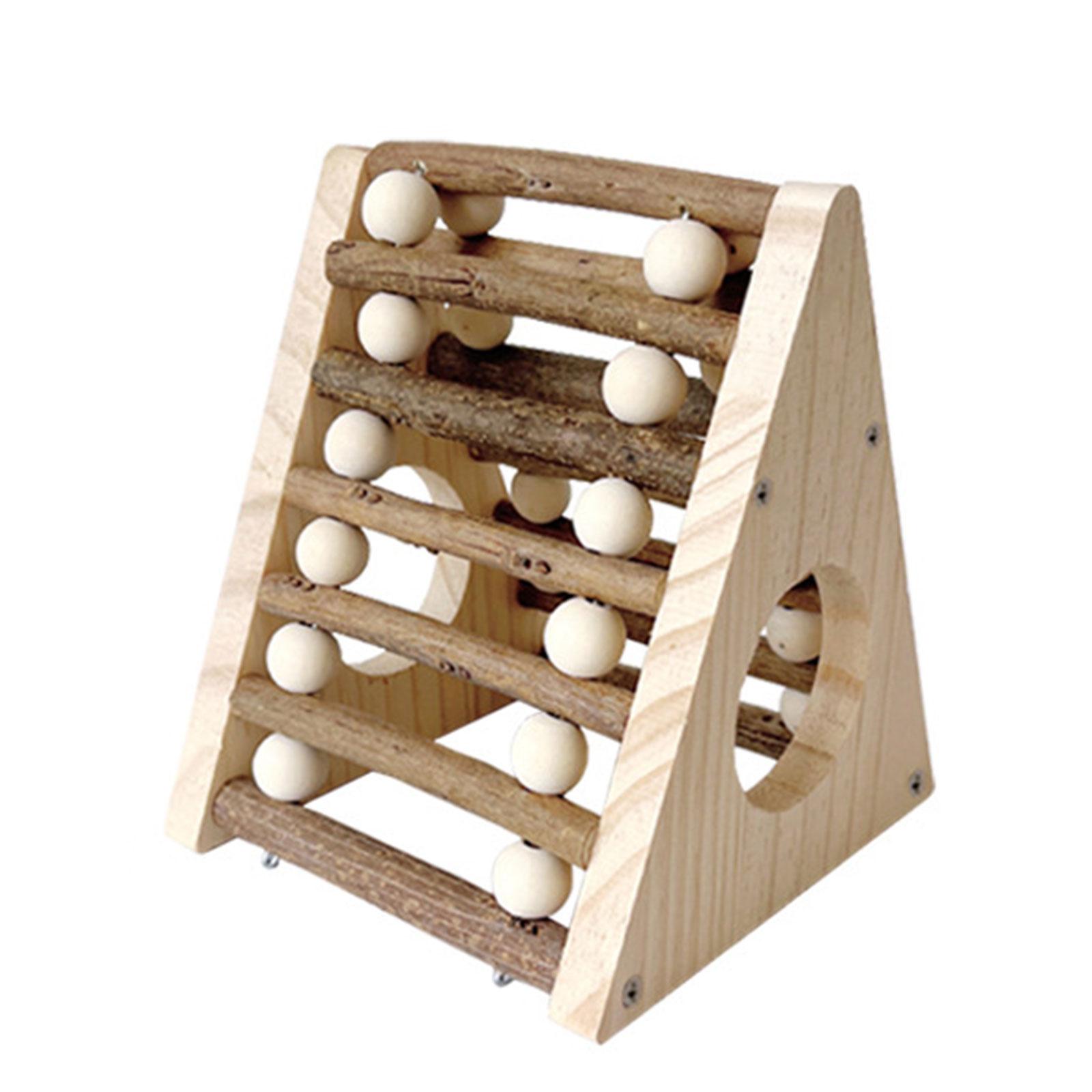 Small Pet Wood Ladder Hideouts Cage Toy Multilevel Wood Hamster Cage Accessory for Active Small Pet L