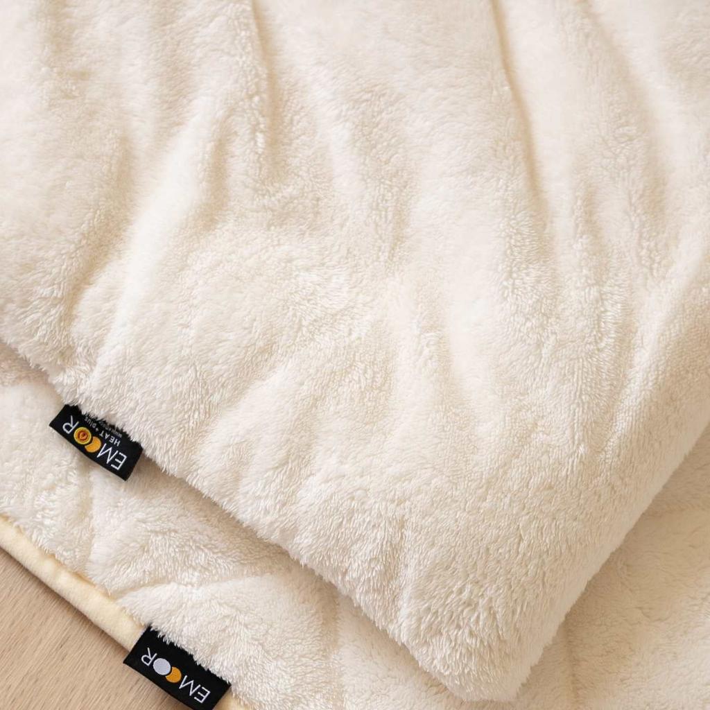 EMOOR Heat Plus Kotatsu Futon, Large, Rectangular, Ivory, Washable, Moisture-Absorbing, Heat-Generating, Ultra-Fine Fiber Pile 8mm