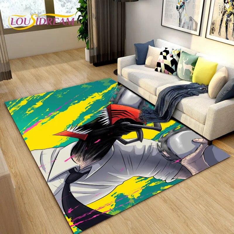 3D Chainsaw Man Anime Denji Cartoon Area Rug,Carpet Rug for Living Room Bedroom Sofa Doormat Decoration, Kids Non-slip Floor Mat