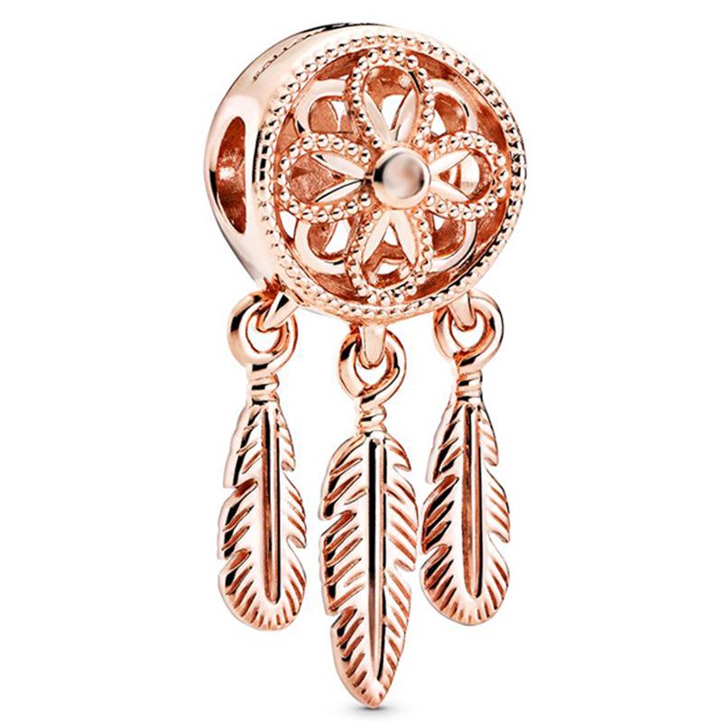 Rose Gold Large Hole Loose Beads Pendant For DIY Pulsera Necklace Accessories Women Fine Jewelry Gifts