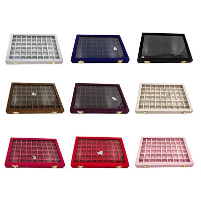 Velvet Stackable Jewelry Display Tray Case for Jewellery Earrings Jewelrys Holders Gray