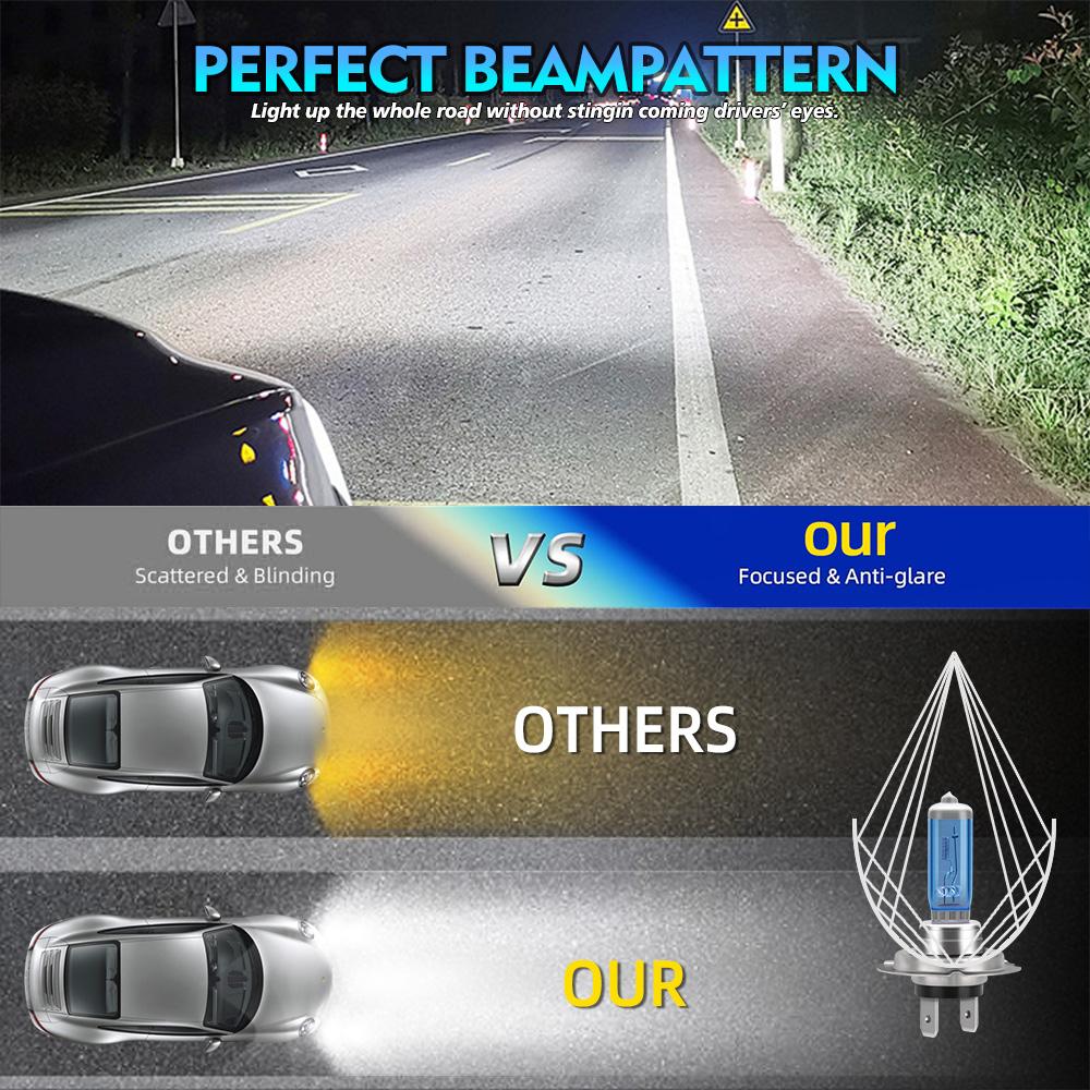 H4 H7 Car Halogen Headlight Car Light Hi/Lo Beam 6000K DC12V 100W Cool Blue Hyper White Bulb 2 Piece Auto Light Lamp