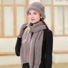 Fleece Warm Knitted Rabbit Fur Hat Women Autumn and Winter Cold Gloves Scarf Basin Hat Tide Elderly