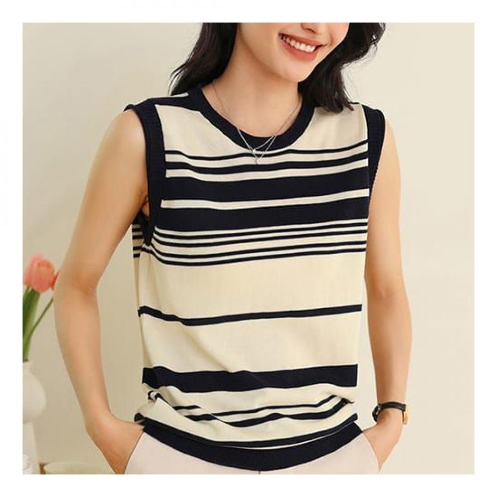 Navava Casual Striped Sleeveless Knit Nk2060