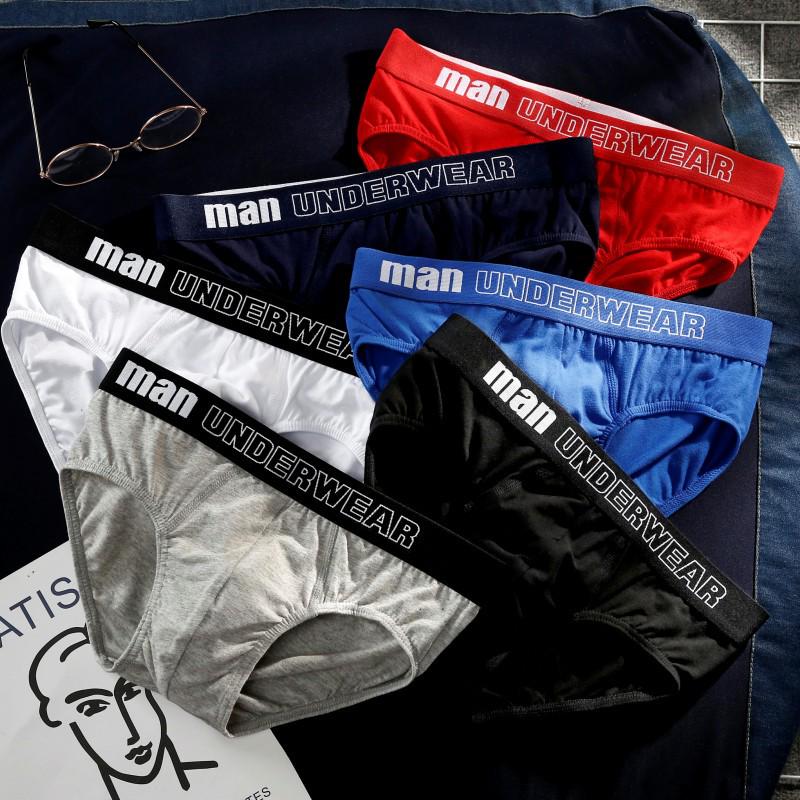 Men's Plus Size Pure Cotton Mid-Waist Triangle Briefs - Loose, Breathable, Solid Color Shorts