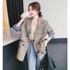 Fashionable and Loose Gray Jacket with Graffiti Print for Women  Autumn