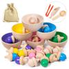 Brinquedo Montessori de Madeira para Crianças Clip Pinhão Classificação de Cores Jogos Sensoriais de Contagem Habilidades Motoras Finas Brinquedos de Aprendizagem para Crianças Pequenas
