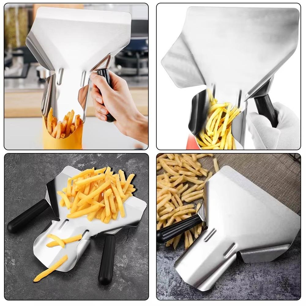 Edelstahl Verpackungsschaufel Einzel-/Doppelgriff Pommes Schaufel Lader Küchengerät