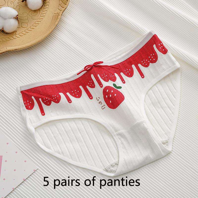 Liebe Erdbeer-Slips Große Rote Teenie-Slips Schritt Mittlere Taille Studentenparty Dreieckshosen Damen-Slips Brazilianas Hipsters Schlaf Retros