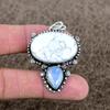 Howlite Jasper, Opal Gemstone 925 Sterling Silver Jewelry Pendant 2.05" KKG-314