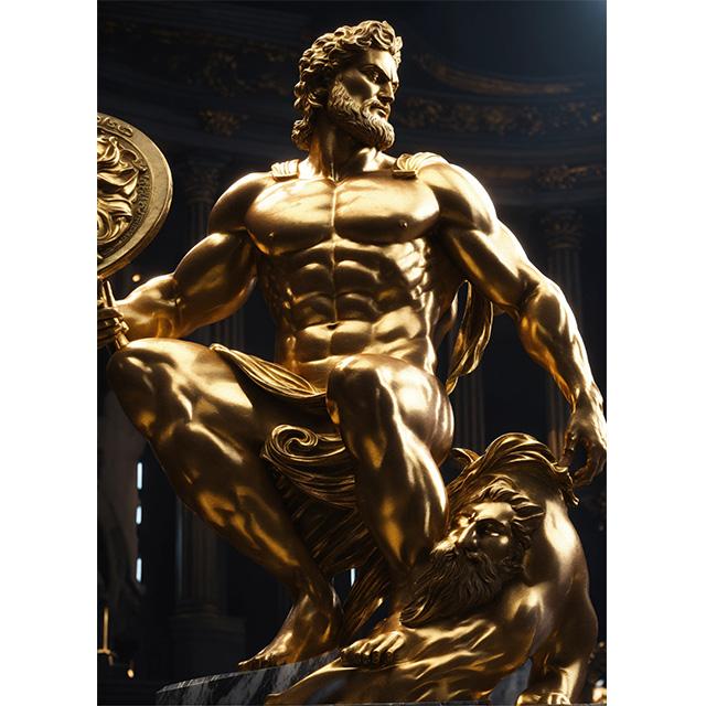Stone Gold Statue Muscular Greek God Statue Prints Poster Canvas Painting Modern Wall Art Picture Living Room Bedroom Home Decor