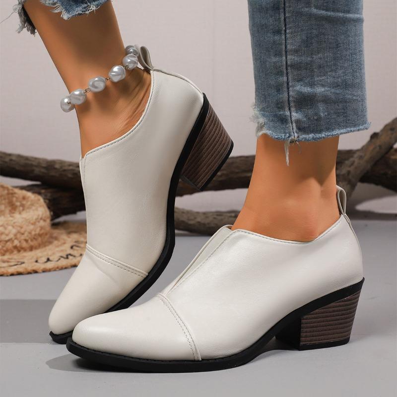 Women High Heel Single Shoes British Style Casual Leather Shoe Fashion Pointe High Heels Temperament Chelsea Boots Zapatos Mujer