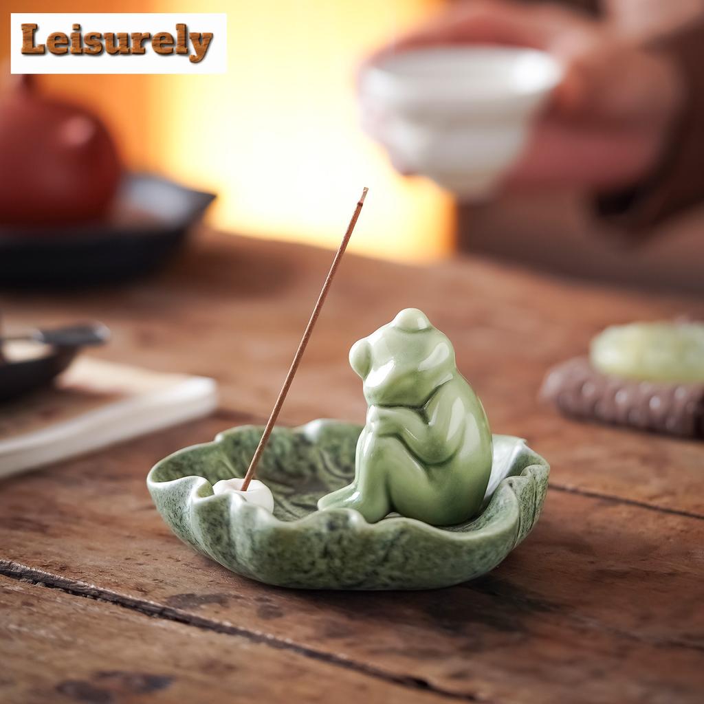 Lotusblatt Frosch Räucherhalter Zen Zen Garten Räucherstövchen Aromatherapie Duftverteiler Räucherkessel Buddhismus Zubehör Handwerk