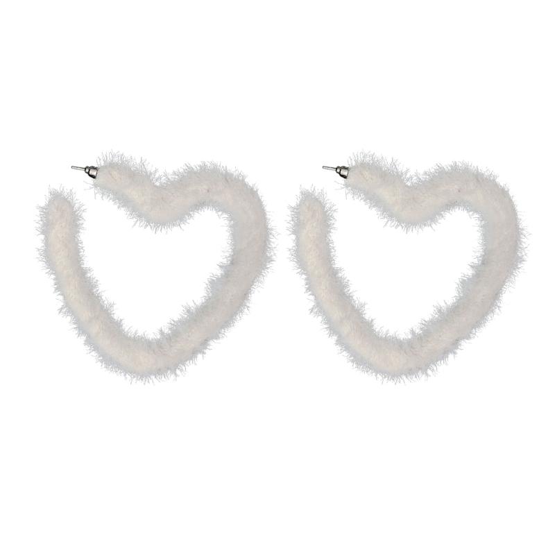 Plush Heart Hoop Earrings Exaggerated Dangle Earrings Fashion Piercing Earrings Punk Ear Stud Simple Jewelry Gift