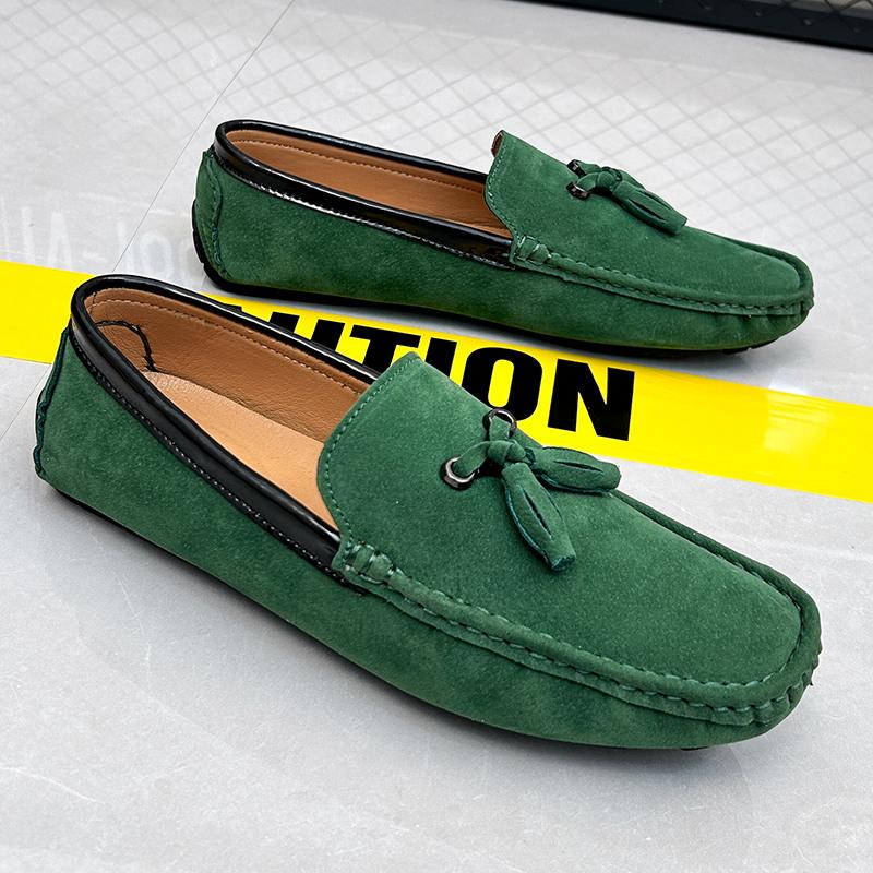 Big Size 38-48 Yellow Leather Men's Casual Shoes Soft Comfort Suede Loafers Man Fashion Slip-on Men Flat Shoes Mocasines Hombre
