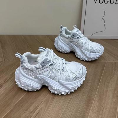 European Tire Dad Shoes Women's 2025 Summer New Silver Thick-soled Feet Small Versatile Height-increasing Sports and Leisure Shoes