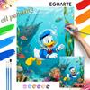 Digital Oil Painting Art Kit Donald Duck Underwater Ocean Fish Shipwreck Handmade Coloring Painting Home Decor