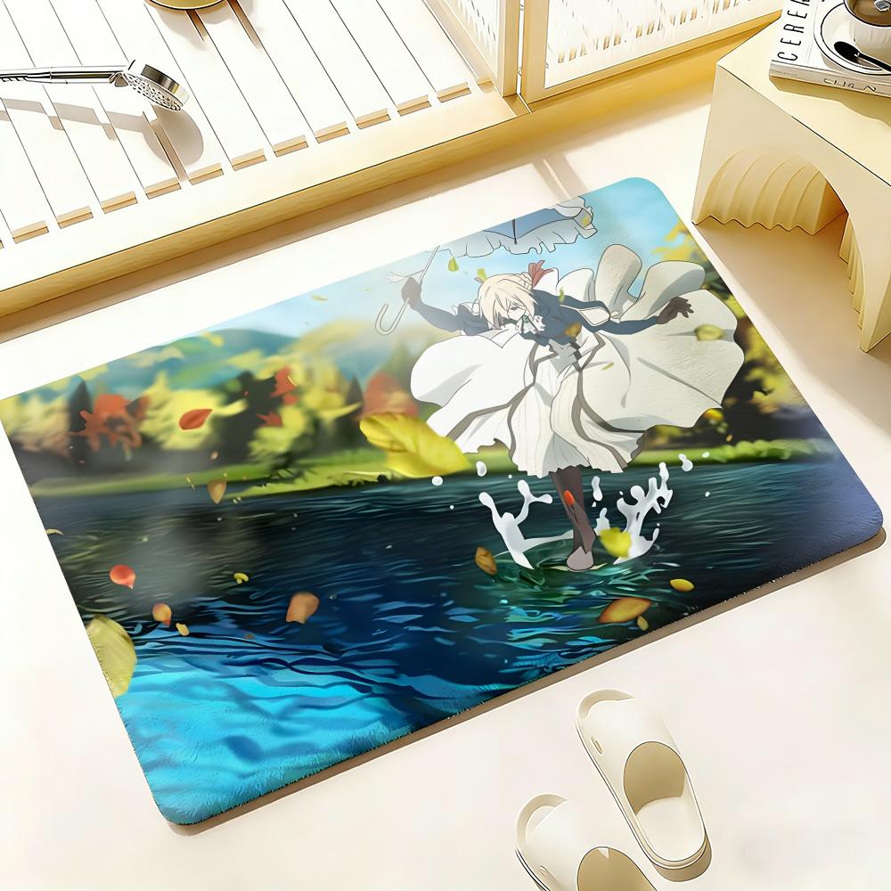 Anime V-Violet E-Evergarden Floor Mat Bedroom Living Room Flannel Door Mat Non-Slip Home Decor