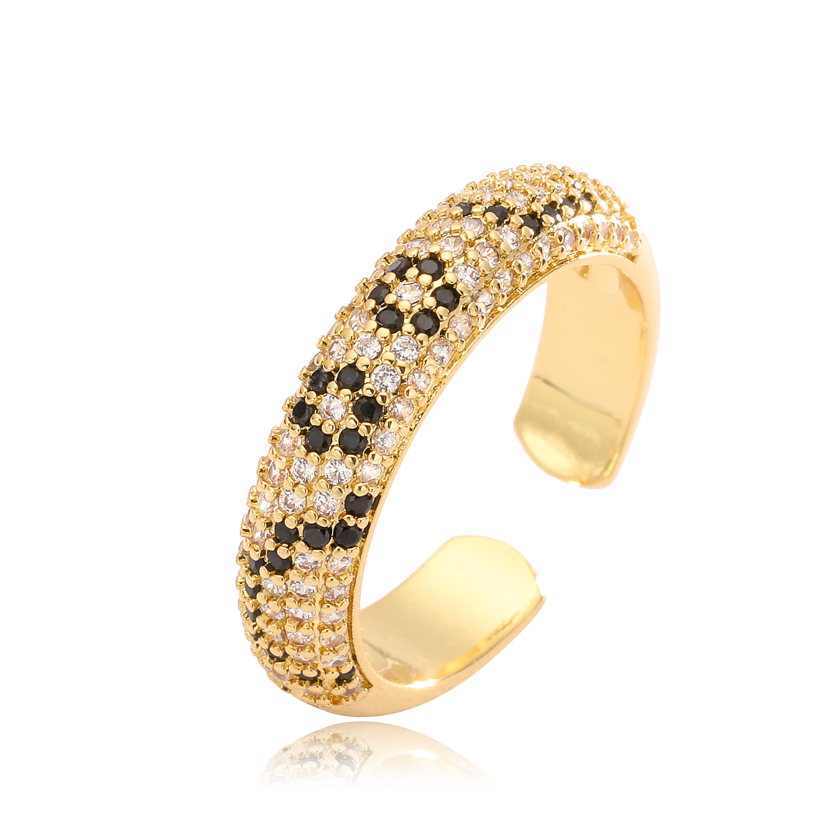 

HECHENG,Leopard Print hoop Earrings rings necklace Fashion black white Cubic Zirconia women Geometric Zircon set