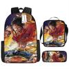 Animation Peripheral Student School Bag ONE PIECE Cartoon School Bag Girls and Boys Three-piece Set Backpack Satchel