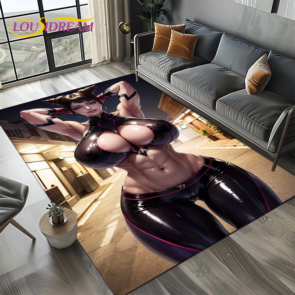 3D Sexy Krajka Krásná Dívka Dáma Kreslená Anime Postava Koberec Kobereček pro Obývací Pokoj Ložnici Domácí Dekorace Pohovky, Protiskluzová Podložka na Podlahu