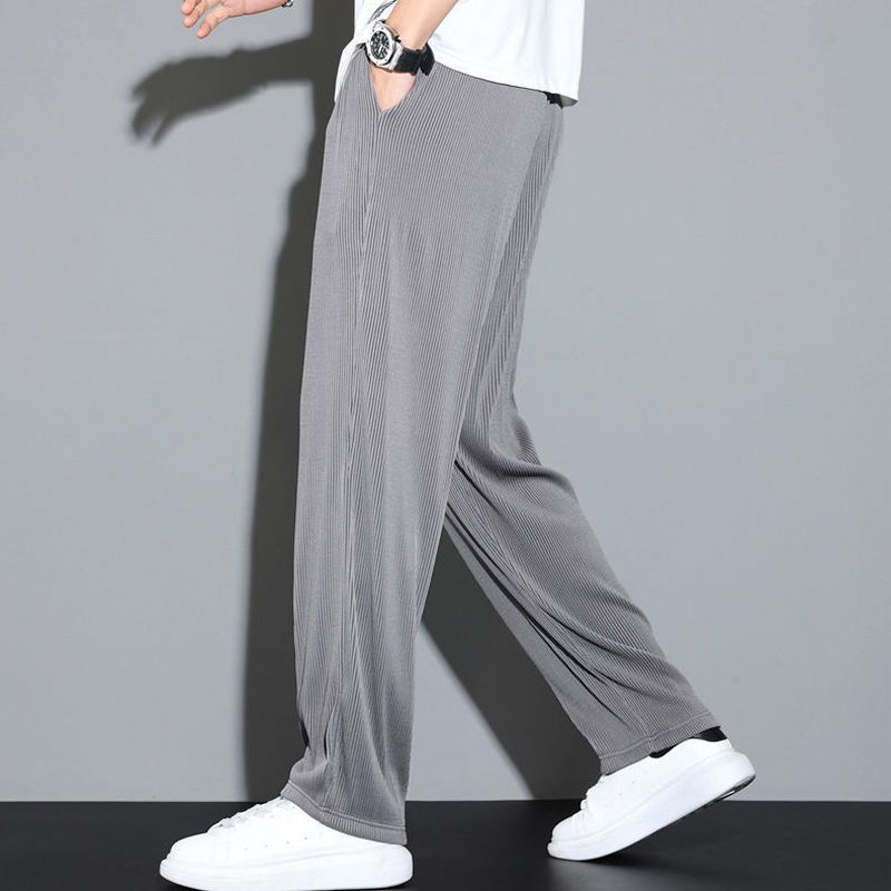 Sommerhose aus Eisseide für Herren, dünne, gerade Beinform, lockere, lässige Sporthose, schnelltrocknende Hose mit weitem Bein, Herrenhose
