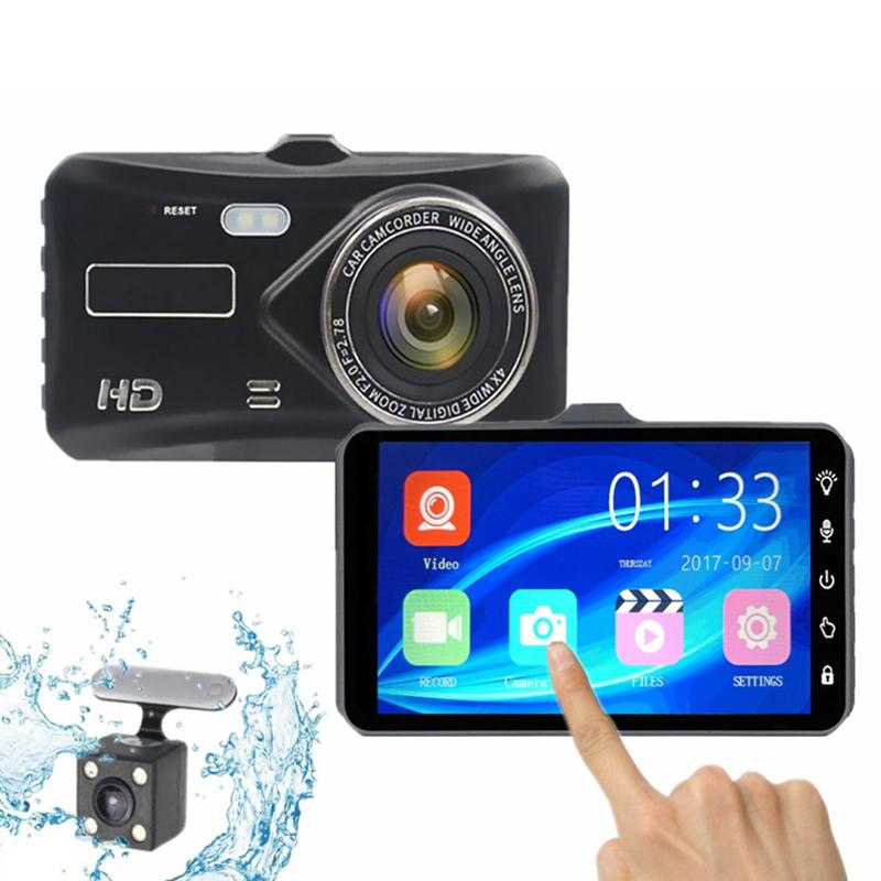 Dash Cam Front and Rear 1080P 4" Inch Full Hd Touch Dual Lens Car Rearview Camera Dash Cam Dashcam Car Black Box