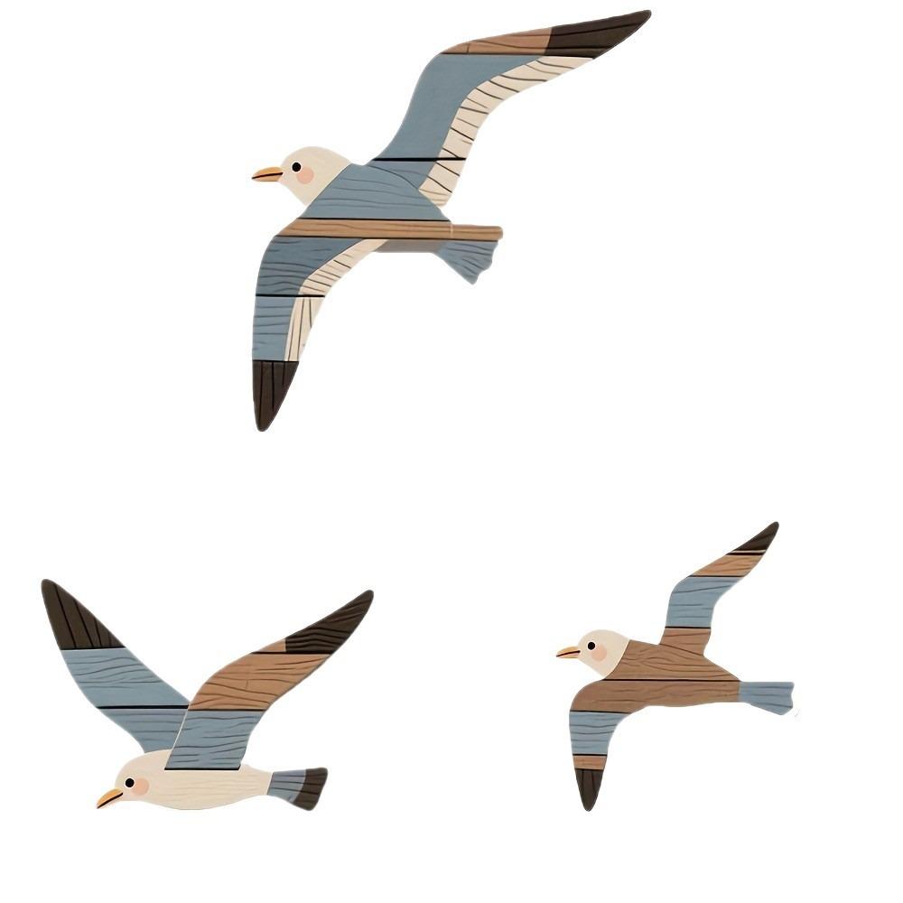 

Flying Gull Shape Wooden Bird Wall Art Handcrafted Marine Bird Decor Seagull Pendant Bedroom Decor 3Pcs
