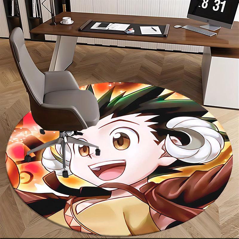 1pc Anime Cartoon Design Round Carpet - Office Chair Mat, Non-Slip Rug for Home Decor, Living Room, Bedroom, Game Room & Dormitory (Festival Gift).W02