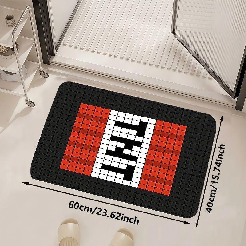 TNT Pixel Game Block Mat Carpet, Retro 8-Bit Design Non-Slip Polyester for Living Room Bedroom Game Room Entryway Decor