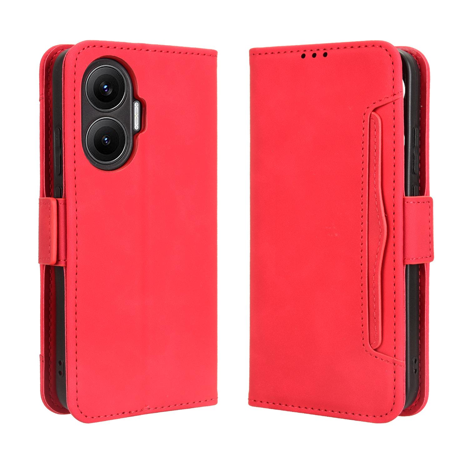 

For Xiaomi Redmi Turbo 4 Pro 5G Leather Case Phone Wallet Cover with Multiple Card Slots Red