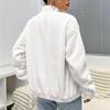 Women's Fashion Casual Solid-Color Ribbed Fleece Cardigan With Zipper Stand Collar Short Jacket