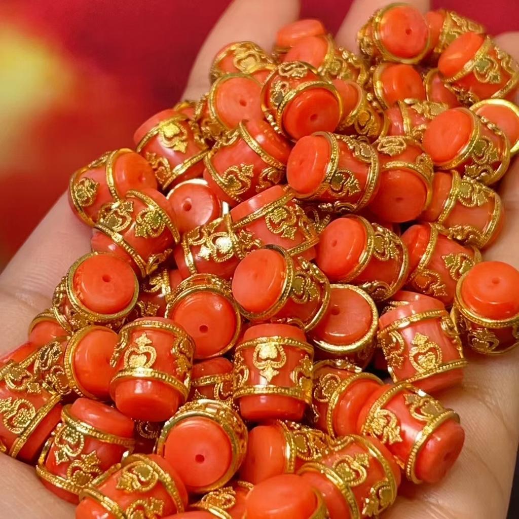 2Pcs Pupa Isolation Beads Southern Red Loose Beads 9x10mm For Jewelry Making DIY Necklace Bracelet Earrings Accessory