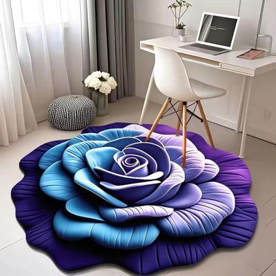 Diatomaceous Earth Floor Mat 3D Realistic Flower Pattern Non-Slip Backing Door Mat Living Room Bathroom Kitchen Absorbent Mat