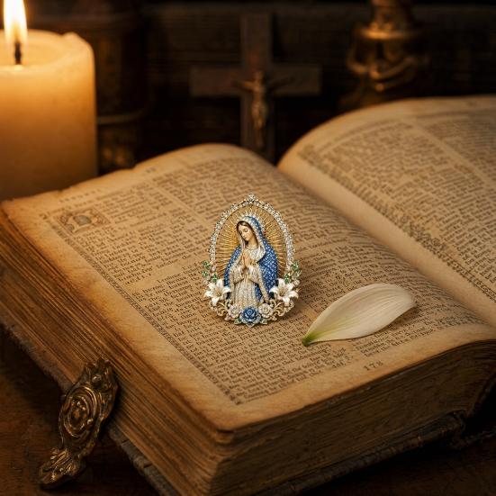 Sacred Heart of Jesus Brooch, Christian Confirmation Pin with Enamel Finish, Religious Jewelry Gift for Women Men Devotional Keepsake