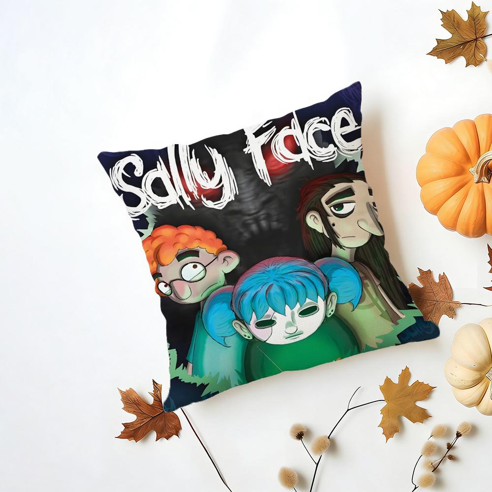 

Sally Face Cushion Cover Washable Linen Pillowcase Soft for Daily Sofa Bed Home Room Decor 30x30cm