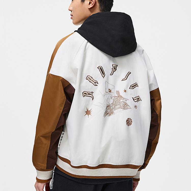 Li Ning Badfive Basketball Series Color Block Letter Sports Jacket Men Jacket Off-White AJMT299-1