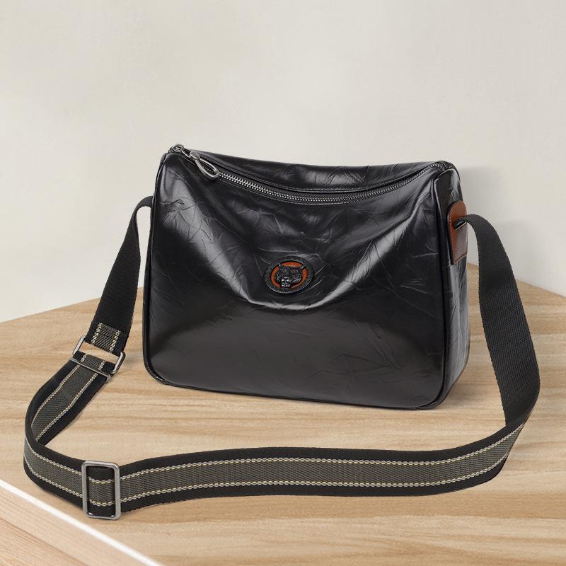 Men's Shoulder Bag Genuine Leather Casual Multi-functional Vertical Crossbody Bag Top Layer Cowhide Large Capacity Men's Bag