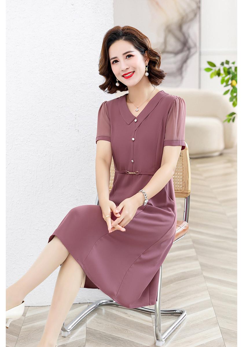 

Summer V-Neck Slimming Mid-Length Dress for Young Mothers & Middle-Aged Women 2XL (Recommended for 105-120 jin)