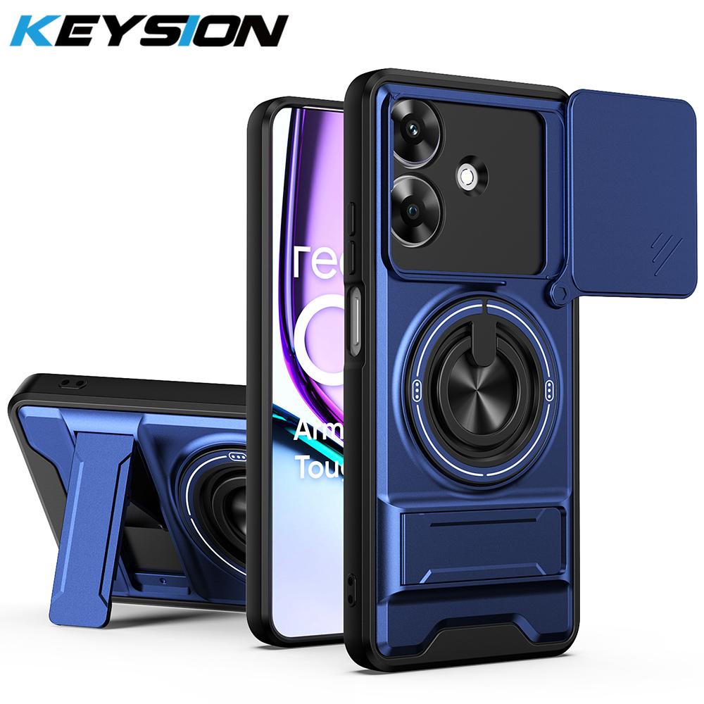 KEYSION Magnetic Phone Case for Realme Note 60 60X Slide Camera Protection Upright Kickstand 360° Ring Shockproof Back Cover