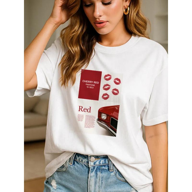 Summer fashion ins style temperament lady Internet celebrity cotton short-sleeved T-shirt American personality foreign style commuter top S