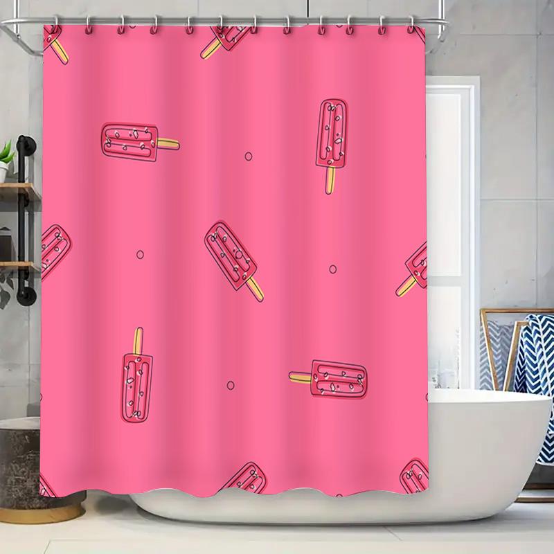 

Bright Pink Summer Popcorn Pattern Shower Curtain for Bathroom Decor Polyester Fabric Waterproof 3D Print Curtains Home Decorati 90x180cm