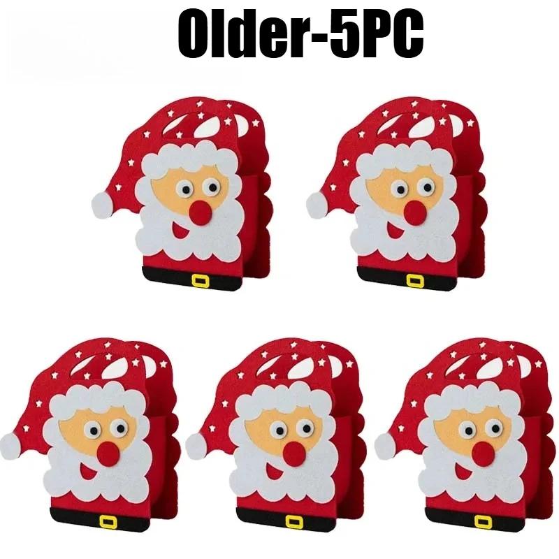 Reusable Felt Christmas Gift Pouch Holiday Treat Bag for Candy Apple Exchange Party Supplies Christmas Festive Favor
