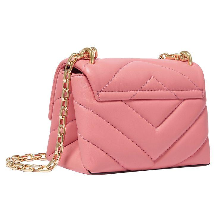 Michael Kors Mk Cece Gold Buckle Chain Solid Flap Commuter Lambskin Crossbody Shoulder Bag Women Bags Light-Pink 32T9G0EC1L-644
